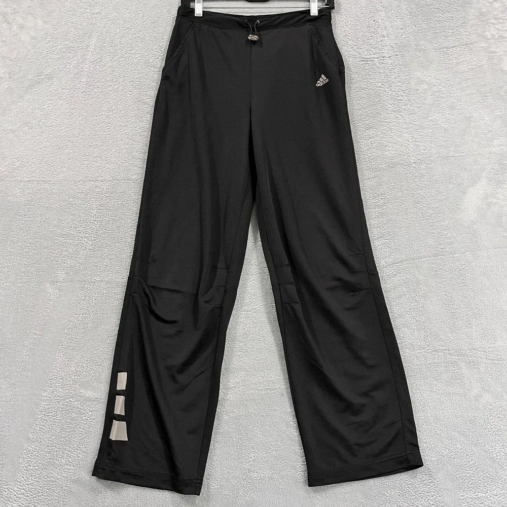 Adidas Track Pants Women's Small Black‎ Straight Leg Athleisure Workout Running